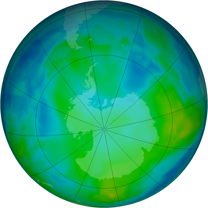 Antarctic ozone map for 21 May 2012